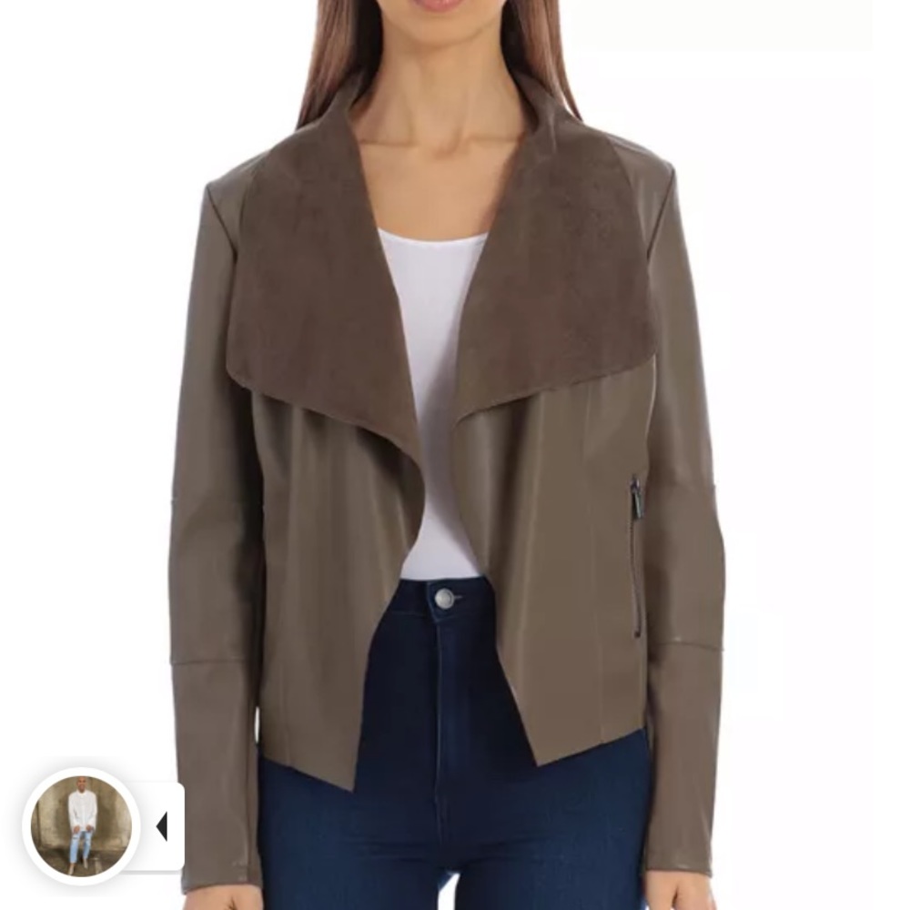 Bloomingdales green faux leather jacket